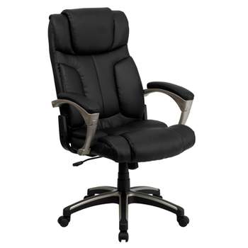 Flash Furniture Hansel High Back Folding Black LeatherSoft Executive Swivel Office Chair with Arms