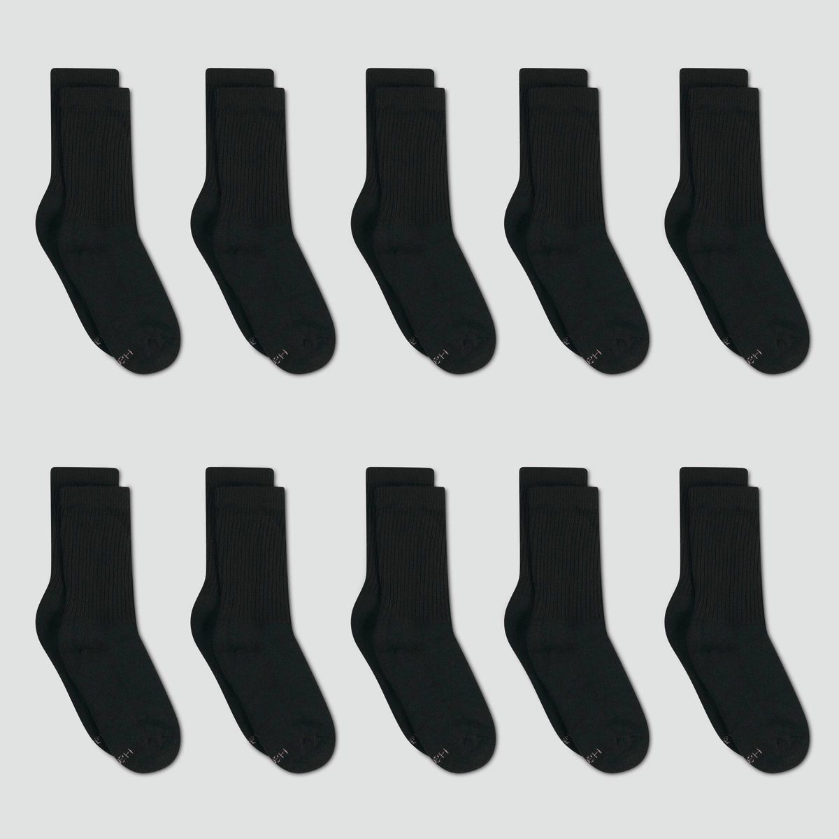 Hanes Women's Extended Size Cushioned 10pk Crew Socks - 8-12 - thumbnail 2