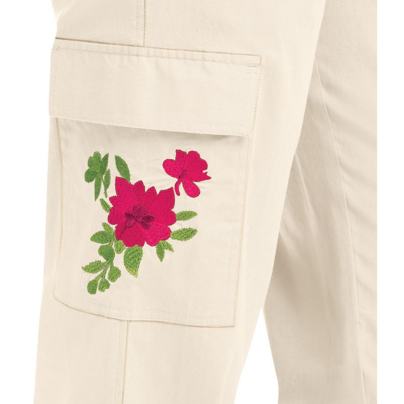 Collections Etc Embroidered Cargo Pocket Pants, 3 of 6