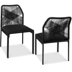 Best Choice Products Set of 2 Indoor/Outdoor Aluminum Woven Side Dining Chairs w/ All-Weather Rope - 1 of 4