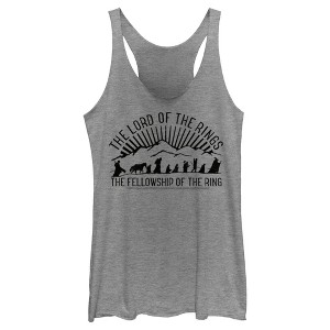 Women's Lord of the Rings Fellowship of the Ring Mountain Silhouettes Racerback Tank Top - 1 of 4