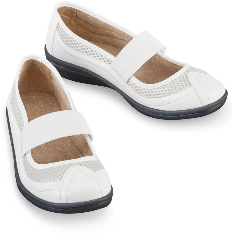 Collections Etc Sporty Stretch Strap Mary Jane Comfort Slip-on Shoes, 2 of 5