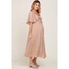 Pinkblush Mocha Front Tie Ruffle Sleeve Maternity Midi Dress - 2 of 4