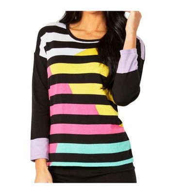 Women's Multi Stripe Crew Neck Top - Angel Apparel