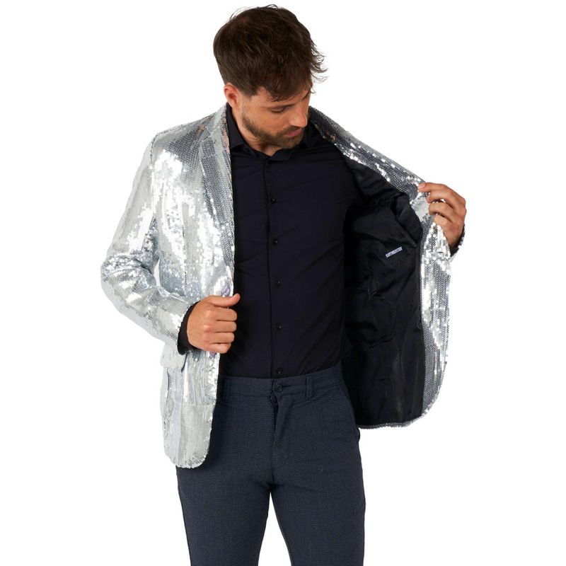 Suitmeister Men's Christmas Blazer - Sequins Silver, 4 of 5