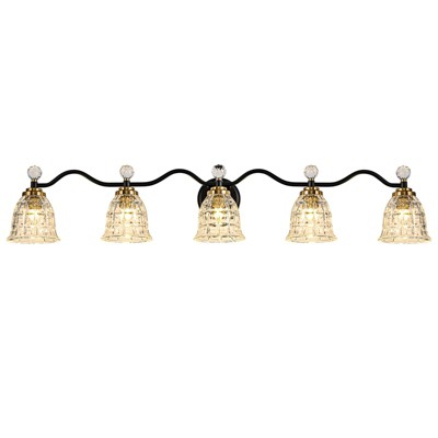 LLHZSY 2/3/4/5-Lights Modern Dimmable Black Gold Bathroom Vanity Lights