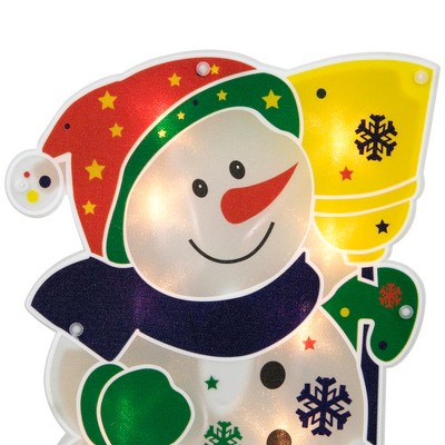 12.5" Multicolor Lighted Snowman Christmas Window Silhouette Decor