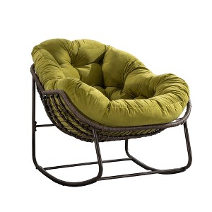 MOONMISS Outdoor Rocking Chair, Patio Oversized Wicker Egg Rocking Chair,Indoor & Outdoor Comfy Rocker Chair with Thick Cushion - 1 of 4