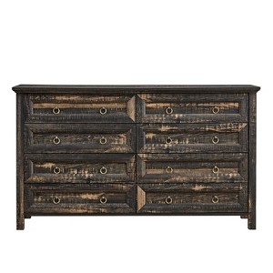 Hommoo Farmhouse 8 Drawers Dresser Dark Oak - 1 of 4