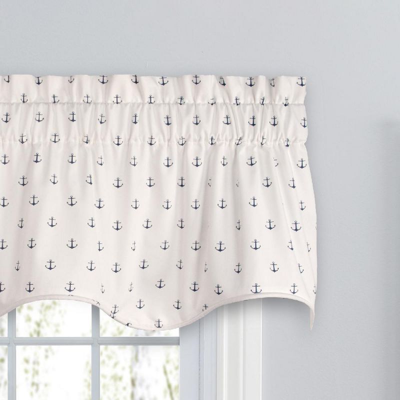 Ellis Curtain Voyage Lined Scallop 3" Rod Pocket Valances for Windows 50" x 17" Navy, 3 of 5
