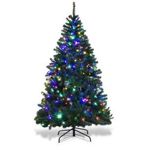 Tangkula 6'Artificial Christmas Tree PVC Material Metal Stand Holidy Decoration w/ 350 LED Lights - 1 of 4
