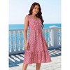 INSPIRE CHIC Women's Summer Boho Beach V Neck Sleeveless Floral Flowy Tiered Midi Dress with Pockets - 2 of 4