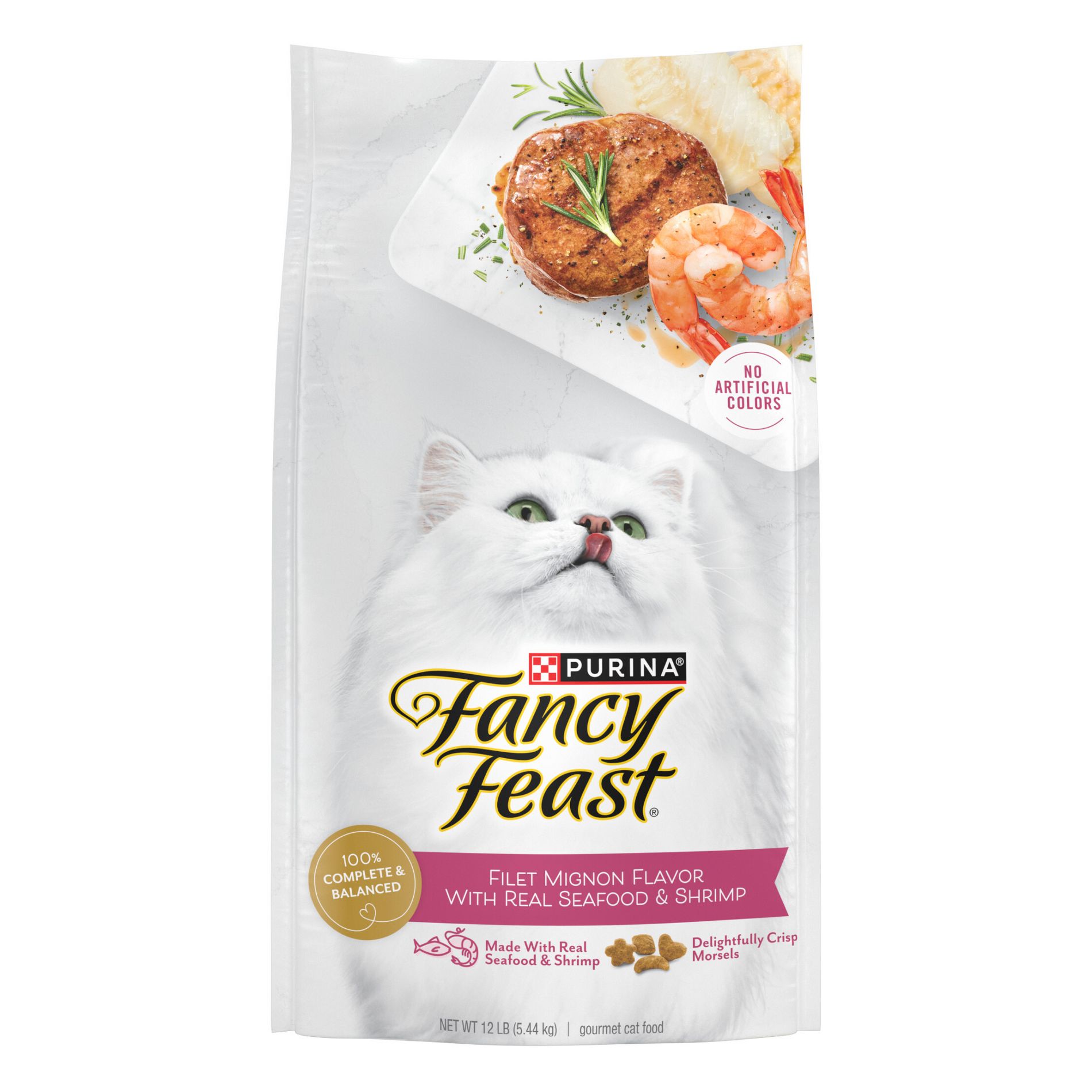 Fancy Feast Gourmet Filet Mignon Beef and Real Seafood Flavor Dry Cat Food - 12lbs