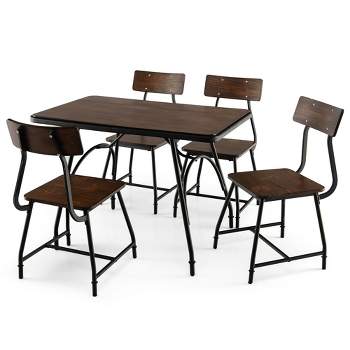 Costway Dining Table Set 5-Piece Kitchen Dining Table Set Rectangula for 5 W/Metal Frame