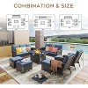 Patio Furniture Set 9 Peices with 44" Propane Gas Fire Pit Table, Outdoor Sectional Furniture Conversation Sofa Set with Cushion for Porch Backyard - 2 of 4