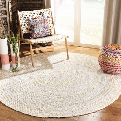 Handwoven Black Cotton 5' Round Braided Reversible Rug