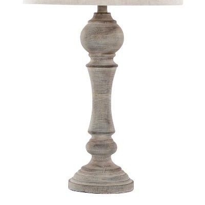 Winston 32" Reclaimed Gray Polyresin Table Lamps with Linen Shades, Set of 2