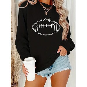 Game Day Sweatshirt Women Cute Football Graphic Pullover Shirt Football Season Long Sleeve Tops - 1 of 4