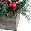 Northlight Mixed Pine and Red Ornaments Artificial Christmas Arrangement in Wood Planter - 24" - 4 of 4