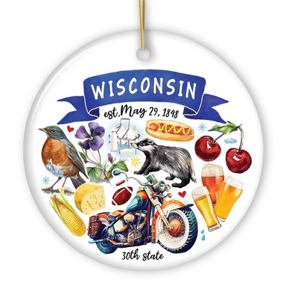 Artistic Wisconsin State Themes and Landmarks Christmas Ornament| OrnamentallyYou