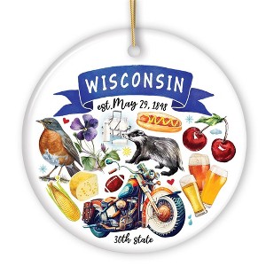 Artistic Wisconsin State Themes and Landmarks Christmas Ornament| OrnamentallyYou - 1 of 4