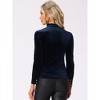 INSPIRE CHIC Women's Velvet Vintage Ruffle Mock Neck Cutout Long Sleeve Gothic Blouse - 4 of 4
