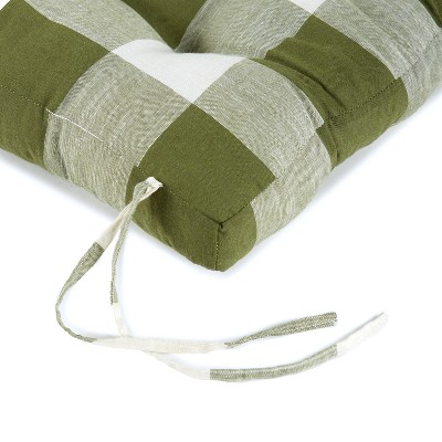 Olive Green Buffalo Check Polyester Bench Cushion