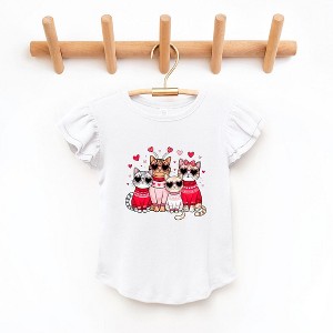 The Juniper Shop Valentine Kittens Toddler Flutter Sleeve Tee - 1 of 3