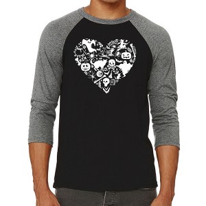 LA Pop Art Halloween Heart - Men's Raglan Baseball Word Art T-Shirt - 1 of 4