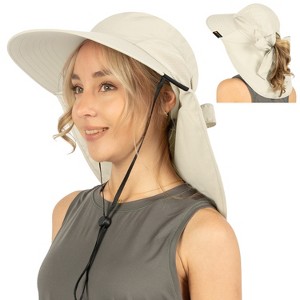 SUN CUBE Wide Brim Sun Hat with Neck Flap, UPF50+ Hiking Safari Fishing Hat for Womens, Sun Protection Beach Hat - 1 of 4