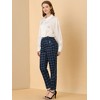 INSPIRE CHIC Women's Vintage Tartan Plaid Elastic Waist Straight Long Trousers - 3 of 4