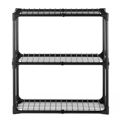 Fontoi Baker's Racks, 3 Tier Wire Shelf, FreeStanding Metal Storage Rack for Door Entrance Garage Kitchen Office, Black, 29"*14"*31"