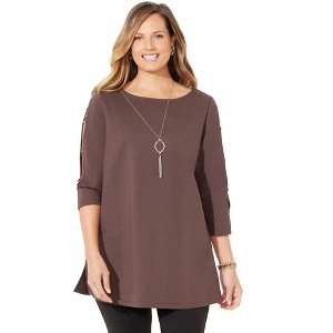 Catherines Women's Plus Size Ponte Tunic - 1 of 4