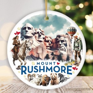 Artistic Watercolor Mount Rushmore Historical Ceramic Ornament, South Dakota Christmas Gift| OrnamentallyYou - 1 of 4