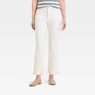 Women's High-Rise Kick Flare Jeans - Universal Thread™ Cloud White 0 Long