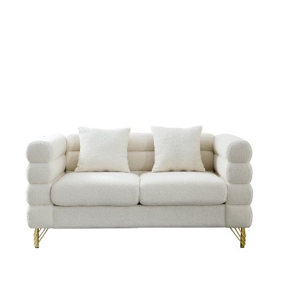 TiramisuBest 81" 3-Seater Oversized Sectional Sofa, Deep Plush Seating with 3 Pillows for Living Room & Bedroom - Ivory