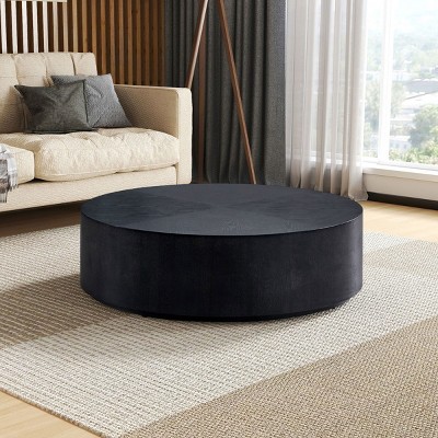 Modern Wooden Round Coffee Table,Side Table With MDF Tabletop,Small Space Coffee Table For Living Room,Guest Room,No Need Assembly-Coolbibila
