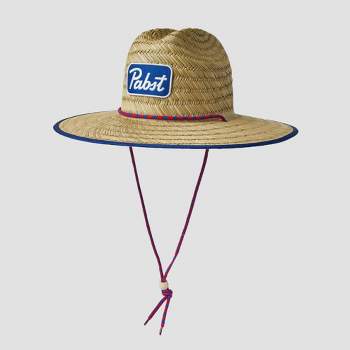 Men's Pabst Blue Ribbon Lifeguard Straw Sun Hat - Red