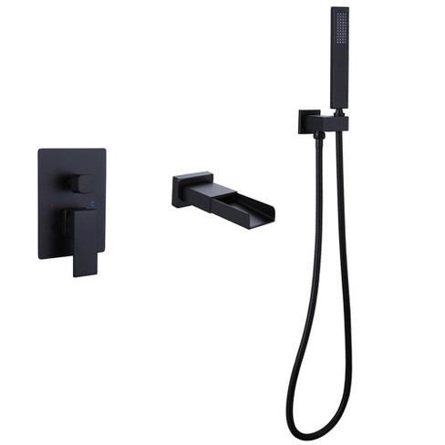 Waterfall Single-Handle 2 Sprayer Wall Mount Bathtub Shower Faucet in Matte Black - image 1 of 4