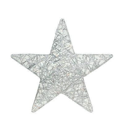 Brite Star 18" LED Lighted Silver Glitter 3-D Star Hanging Christmas Outdoor Decoration