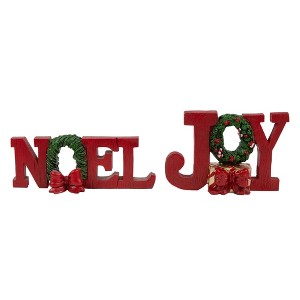 Northlight Wreath and Bow "Noel" and '"Joy" Christmas Signs - Set of 2 - 1 of 3