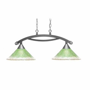 Toltec Lighting Bow 2 - Light Island Pendant Light in  Brushed Nickel with 12" Kiwi Green Crystal Shade - 1 of 1
