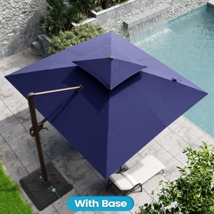 Crestlive Products 10FT Square Double Top Offset Cantilever Umbrella with Base UV30+ Outdoor 360 Degree Rotation 6 Heights Adjustable Umbrella - 1 of 4
