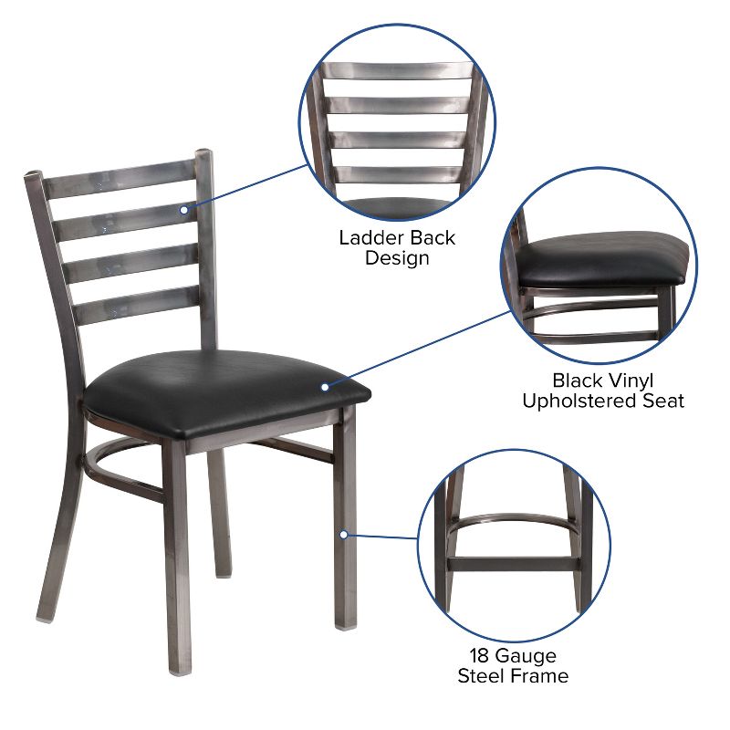 Emma and Oliver Clear Coated Ladder Back Metal Restaurant Dining Chair, 3 of 11