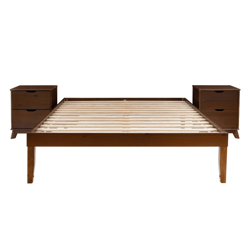 Powell Pensy Queen Platform Bed and 2 Nightstands Walnut