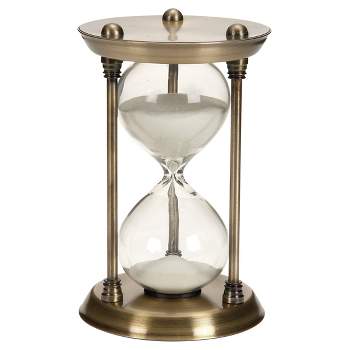Classic Elegance Rustic Iron and Glass 15-Minute Sand Timer Hourglass (7") - Olivia & May