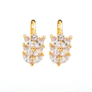 Leaf Shape Drop Earrings for Women Marquise Cz Gold Plated Ginger Lyne Collection - 1 of 4
