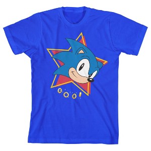 Sonic The Hedgehog Classic Bioworld Sonic Classic Star & Rings Portrait on Royal Blue Short Sleeve Youth T-Shirt - 1 of 3