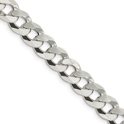 Black Bow Jewelry Men's 8.5mm Sterling Silver Solid Beveled Curb Chain Necklace