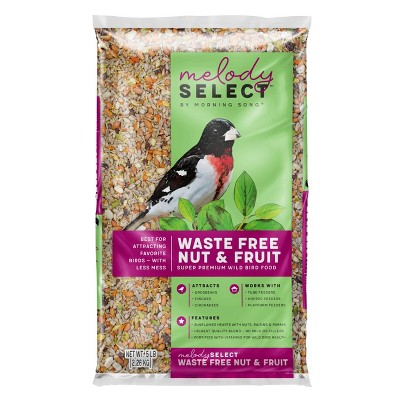 Melody Select 5lb Waste Free Nut & Fruit Wild Bird Food: Shell-Free, Sunflower Hearts, Peanuts